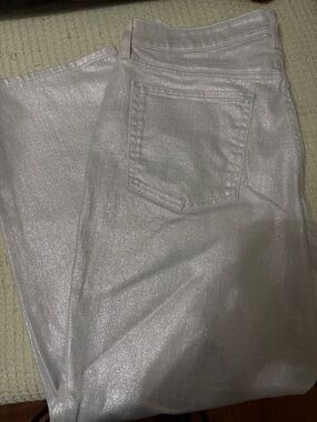 Old Navy Metallic Silver OG Loose-Leg Jeans